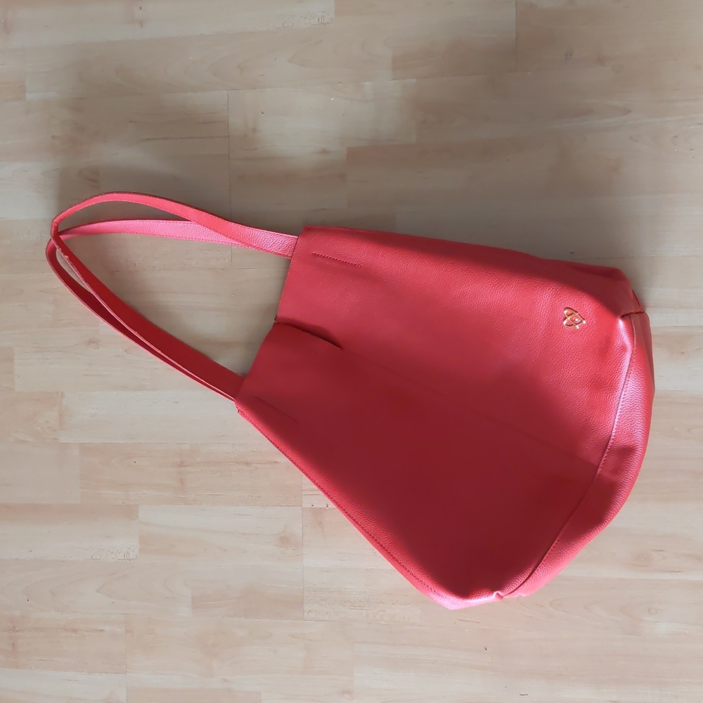 Handmade red leather tote bag, made in NYC, new
